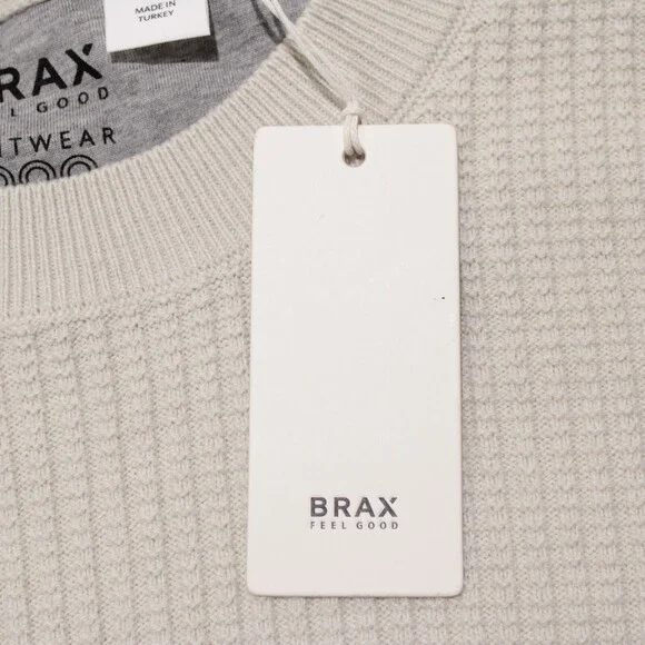 Brax NWT Rick Waffle Knit Pullover Sweater Size Large in Ivory Cotton Blend